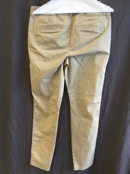 Womens, Pants, OLD NAVY, Khaki Brown, Cotton, Spandex, Solid, 8, 1.5" Waistband with Belt Hoops, Flat Front, Zip Front, 4 Pockets