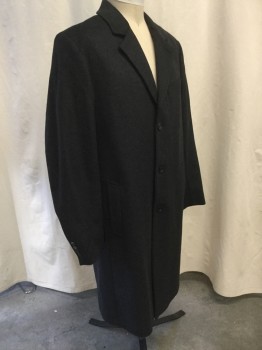 Mens, Coat, Overcoat, MICHAEL KORS, Charcoal Gray, Gray, Wool, Heathered, XL, 46, Notched Lapel, Single Breasted, 3 Buttons, 1 Chest Welt Pocket, 2 Side Entry Pockets, Back Vent, Knee Length *DOUBLE*