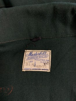 Mens, Jacket, MARSHALL, Forest Green, Wool, Solid, C42, Canvas, Zip Front,2 Patch Pockets,