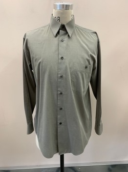 Mens, Dress Shirt, YVES SAINT LAURENT , Olive Green, Poly/Cotton, 32-3, 15/, C.A., Button Front, L/S, 1 Pocket