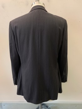 LUCA BERTONI, Black, Red Burgundy, Cream, Gray, Wool, Stripes - Pin, 3 Buttons, Single Breasted, Notched Lapel, 3 Pockets,