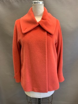 H. RADLEY, Coral Orange, Wool, Over Sized Collar, 2  Concealed Buttons Under Collar, 2 Pockets