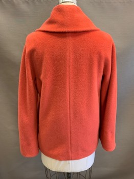 H. RADLEY, Coral Orange, Wool, Over Sized Collar, 2  Concealed Buttons Under Collar, 2 Pockets