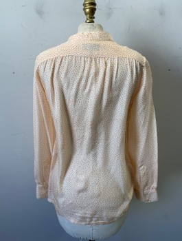 A.P.C., Cream, Peachy Pink, Synthetic, Spots , Knit, Long Sleeves, Pullover, Band Collar, Yoke at Chest