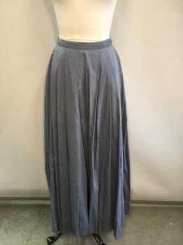 N/L, Slate Blue, Solid, Dotted Texture Twill, Pleated At 1" Wide Waistband, Center Back Hook & Bar and Snap Closures, Floor Length Hem, Made To Order,