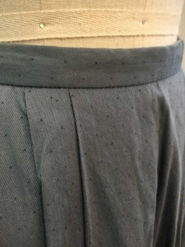 N/L, Slate Blue, Solid, Dotted Texture Twill, Pleated At 1" Wide Waistband, Center Back Hook & Bar and Snap Closures, Floor Length Hem, Made To Order,