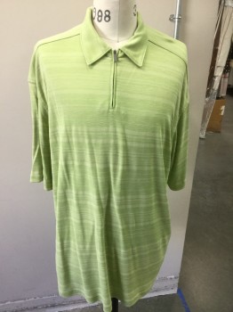 TOMMY BAHAMA, Lime Green, Polyester, Heathered, Zip Front Collar Attached