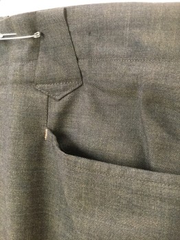 IMPERIAL FASHION, Dk Brown, Black, Wool, Heathered, Flat Front, Western Style Thick Belt Loops with Pointed Ends, Slanted Front Pockets, Zip Fly, Slim Leg, Stamped Inside on Label  "Harold S. Dunkle, Nov 11, 1968"