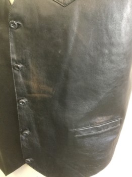 PHASE 2, Black, Leather, Solid, 5 Buttons, Western Yoke, 2 Pockets, Aged/Distressed, Modeled on a 44,