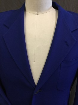 Mens, Sportcoat/Blazer, PIERRE CARDIN, Royal Blue, Black, Polyester, Cotton, Solid, 46S, Royal Blue, Black Lining, Notched Lapel, Single Breasted, 3 Button Front, 3 Pockets, Long Sleeves,