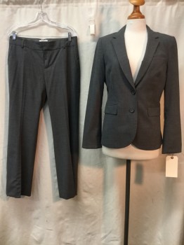 Womens, Suit, Jacket, BANANA REPUBLIC, Heather Gray, Wool, Elastane, Heathered, 8, Notched Lapel, 2 Buttons,  3 Pockets,