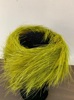 GENE DORIS NEW YORK, Lime Green, Feathers, Solid, Ring of Feathers, Buckram Base, Open Top,