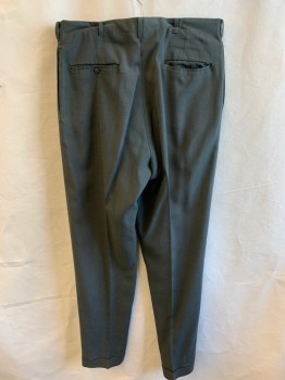 Mens, Pants, TOWNCRAFT/PENN PREST, Gray, Brown, Black, Wool, Heathered, 2 Color Weave, 33/32, Black/gray/brown Woven Heather/plaid-like, 1-1/3" Waistband with Belt Hoops, Flat Front, Zip Front, 4 Pockets, Cuff Hem