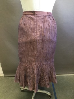 Womens, 1990s Vintage, Suit, Skirt, NIGHT STUDIO, Iridescent Purple, Polyester, Nylon, Solid, 14, Wrinkled Taffeta, Back Zipper, Flared Hem