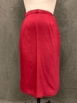 Womens, 1960s Vintage, Suit, Skirt, MISS MARILYN, Dk Red, Rayon, Solid, W 28, 1" Waistband, Hem Below Knee, Side Zip,