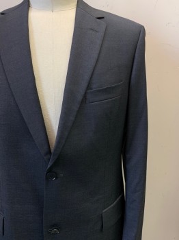 Mens, Suit, Jacket, BOSS, Charcoal Gray, Wool, Heathered, 42L, 2 Buttons, Single Breasted, Notched Lapel, 3 Pockets
