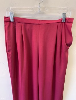 Womens, Evening Pants, ANNE KLEIN, Red Burgundy, Polyester, Solid, H:44, W:32, Double Pleated Front, Side Hidden Pockets