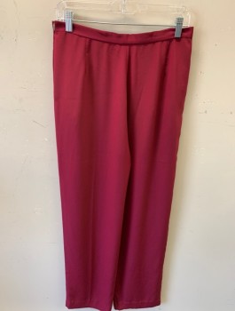 Womens, Evening Pants, ANNE KLEIN, Red Burgundy, Polyester, Solid, H:44, W:32, Double Pleated Front, Side Hidden Pockets