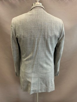 HIGH SOCIETY, Black, White, Wool, Glen Plaid, Notched Lapel, Single Breasted, Button Front, 1 Button, 3 Pockets