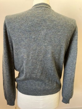 CORTELLE, Gray with Lt Gray & Sage Diamond - Stripe Detail Front, Zip Placket, C.A., L/S, Pullover, 1 Chest Pkt