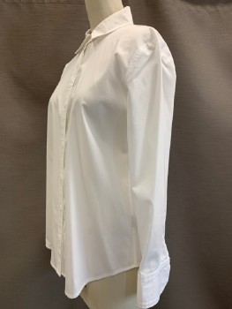 Womens, Blouse, WORTHINGTON, White, Cotton, Polyester, Solid, B: 37, XS, L/S, B.F., C.A.