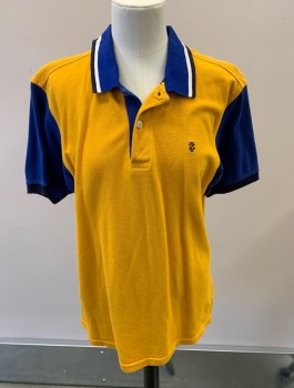 Childrens, Polo, IZOD, Mustard Yellow, Blue, Navy Blue, White, Cotton, Color Blocking, Stripes, XL, Youth, S/S, 2 Bttns, Picque, Small Embroidery Chest Logo