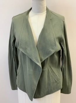 Womens, Casual Jacket, CALSON, Olive Green, Cotton, Solid, XXL, No Closures, Lapel Only, 2 Pckts,