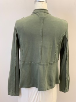 Womens, Casual Jacket, CALSON, Olive Green, Cotton, Solid, XXL, No Closures, Lapel Only, 2 Pckts,