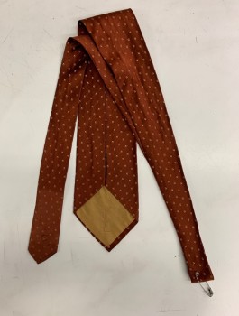 YVES SAINT LAURENT, Brown, Gold, Silk, Squares, Four In Hand,