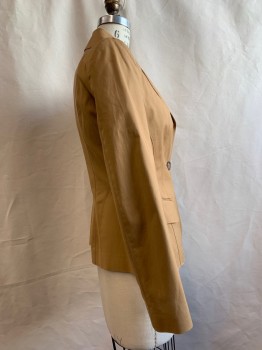PIAZZA SEMPIONE, Brown, Cotton, Elastane, Solid, Notched Lapel, Collar Attached, Shoulder Pads, 1 Button, 2 Flap Pockets