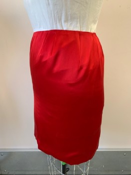 Womens, 1990s Vintage, Suit, Skirt, OSCAR DE LA RENTA, Red, Polyester, Solid, W33, F.F, Below Knee Length, Back Zip,