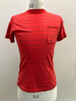 VARIETY, Red/ Navy, Horizontal Stripes, CN, S/S, 1 Pocket