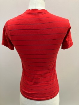 VARIETY, Red/ Navy, Horizontal Stripes, CN, S/S, 1 Pocket