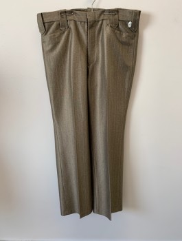 NL, Tan Brown, Polyester, Stripes, Textured Fabric, F.F, 4 Pockets, Zip Fly, Thick Belt Loops,