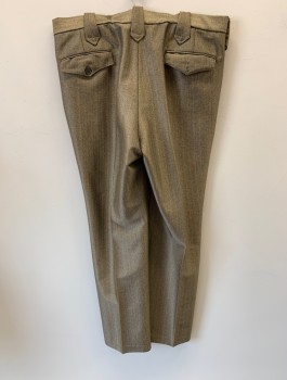NL, Tan Brown, Polyester, Stripes, Textured Fabric, F.F, 4 Pockets, Zip Fly, Thick Belt Loops,