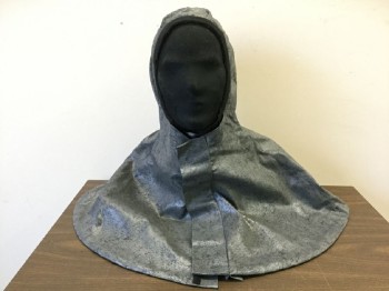 Mens, Sci-Fi/Fantasy Piece 2, BILL HARGATE, Gray, Black, Brass Metallic, Polyester, Leather, Mottled, Hood, Velcro Close Front, Built-in Neck Band, Velcro on Outside Face Opening for Mask Attachment, Multiple