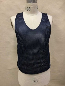 Unisex, Jersey, A4, Navy Blue, White, Polyester, S, Reversible Mesh Tank, Multiples