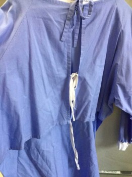 Unisex, Surgical Gown, Lt Blue, Polyester, Cotton, Solid, S, Long Sleeves, Lacing/Ties UP BACK