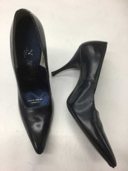 Womens, Shoes, FRANCHETTI, Navy Blue, Leather, Solid, 7.5, Pumps