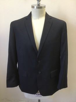 CARLO LUSSO, Navy Blue, Wool, Solid, Sport Coat - 2 Button Single Breasted, 3 Pockets,