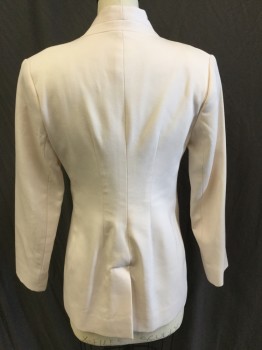 Womens, Suit, Jacket, MTO, Lt Pink, Polyester, Cotton, Solid, 31/29, B36, Jacket:  Light Pink with Cream Lining, V-neck, Single Breasted, 2 Button Front, Long Sleeves, 1 Split Center Hem, with Matching Pants