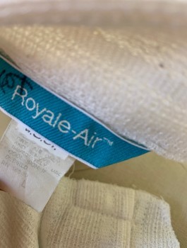 ROYALE AIR, White, Powder Blue, Polyester, Stripes, Solid, White on Top/Powder Blue on Bottom with Thin Stripes in Middle, Textured Knit, Short Sleeves, Collar Attached, 2 Buttons, 1 Patch Pocket, Late 1970's/Early 1980's