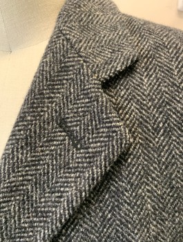 N/L MTO, Gray, Charcoal Gray, Wool, Herringbone, Heavy Wool, Single Breasted, 3 Buttons,  Notched Lapel, 2 Pockets, Charcoal Lining, Made To Order