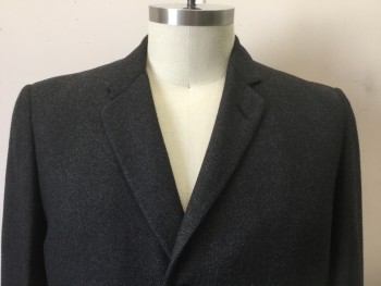 Mens, Coat, LIT BROTHERS, Charcoal Gray, Gray, Wool, Heathered, Stripes - Diagonal , 44 R, Single Breasted, Notched Lapel, 2 Pockets, SMALL TEAR Center Front See Detail Photo,