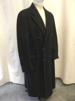 Mens, Coat, Overcoat, CHAPS R. LAUREN, Charcoal Gray, Gray, Wool, Heathered, XL, 46, Notched Peak Lapel, Double Breasted, 2 Flap Besom Pockets, Back Vent, Below the Knee Length