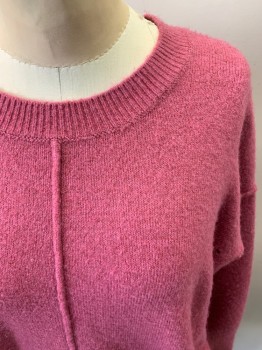 TOP SHOP, Ballet Pink, Acrylic, Solid, Long Sleeves, Slight Dolman Sleeve, Self Piping, Knitted Holes, Rib Knit