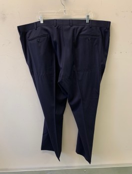 Mens, Suit, Pants, JV, Navy Blue, Black, Wool, Polyester, 2 Color Weave, 48/32, F.F, 4 Pockets,