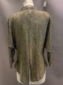 Womens, Jacket, NO LABEL, Gold, Black, Polyester, Speckled, W32, B36, L/S, Single Button, Notched Lapel, CB Vent