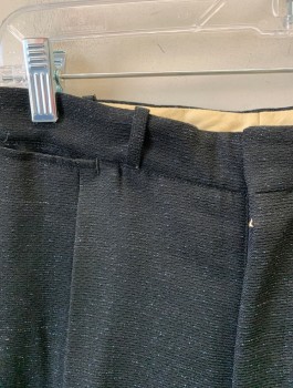 Mens, 1950s Vintage, Suit, Pants, STONE-FIELD, Black, Lt Blue, Wool, Speckled, Ins:30, W:30, Single Pleated Waist, Zip Fly, 5 Pockets Including 1 Watch Pocket, Cuffed Hems