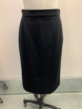 Womens, Skirt, Knee Length, PRADA, Black, Wool, H36, W28, Elastic Waist, Zip Back, Pencil Skirt